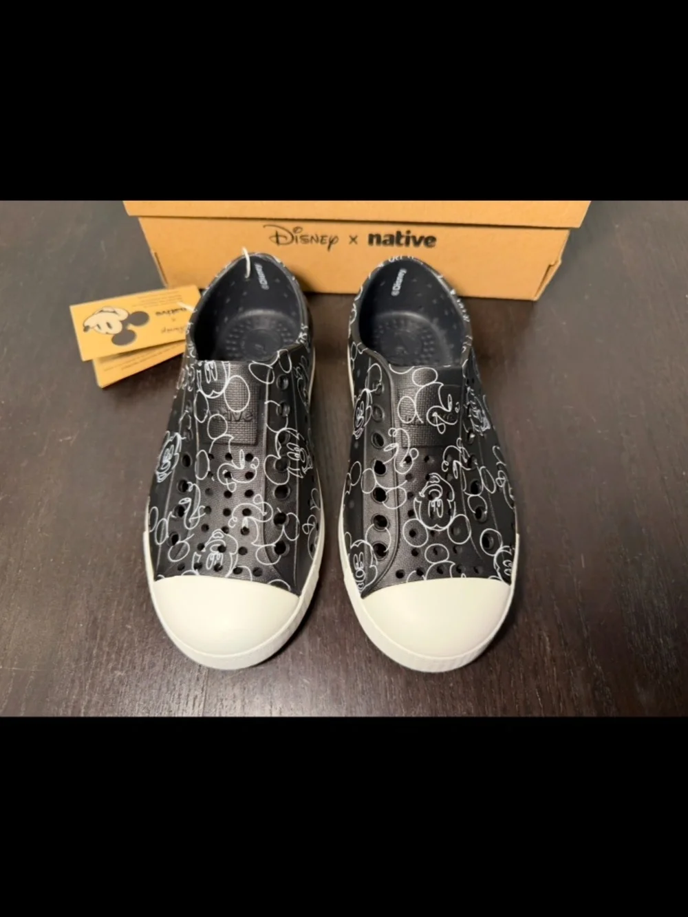 Native Jefferson Print Shoes Black/White/Mickey Doodle Little Kids/Toddler C11